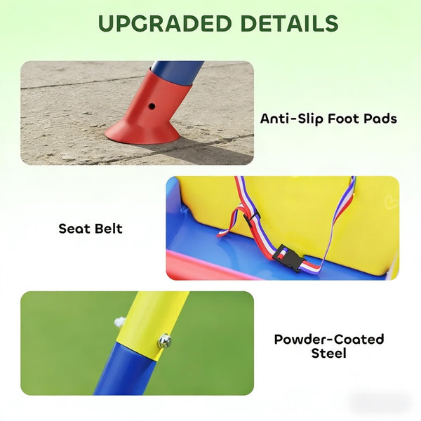 English Elm Folding A-frame Kids Swing Set with 3-in-1 Seat Powder-coated Steel Backyard Play T3971P481650