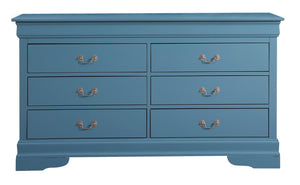 English Elm Louis Louis Phillipe G3160-BC 4 Drawer Chest with Carved Bases Curved Mouldings and Durable Drawers Teal 37 L x 62 W x 20 H B078108229