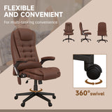 Homcom High Back Vibration Massage Office Chair with 6 Points, Heated Reclining PU Leather, Remote, Brown