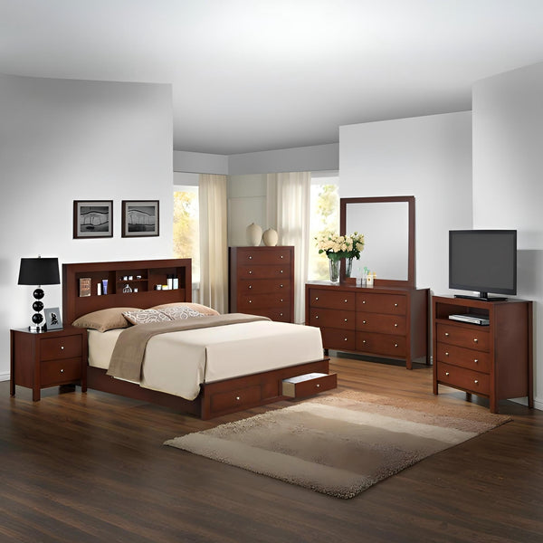 English Elm Elegant Twin Bed With Built-In Storage In Rich Cherry Finish For Smart Space-Saving Solutions B078S00236
