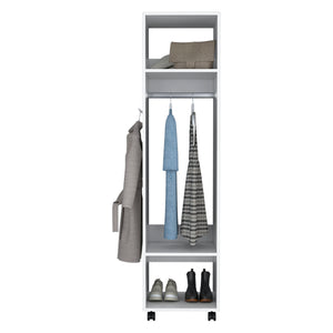 English Elm Wardrobe Devon White - Engineered Wood Closet with Integrated Mirror, Clothing Rod & Spacious Shelves B092P225205
