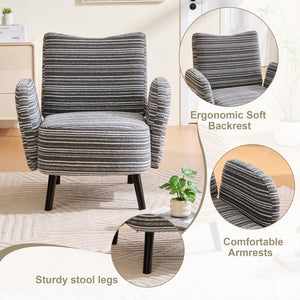 English Elm Modern Bouclé Armchair with High-Density Foam, Side Pocket & Solid Wood Legs for Cozy Reading Spots Dark Gray W395P376572