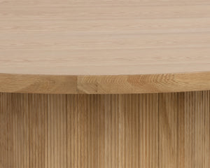 Sunpan Kalla Dining Table - Elegant Oak Design with Brushed Gold Accents for Contemporary Dining Spaces Round - 68W x 68D x 30.5H