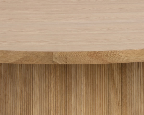 Sunpan Kalla Dining Table - Elegant Oak Design with Brushed Gold Accents for Contemporary Dining Spaces Round - 68W x 68D x 30.5H