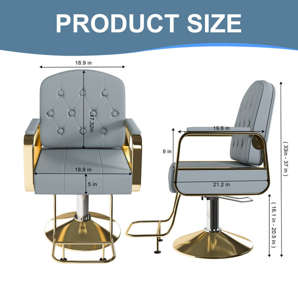 English Elm Hydraulic Salon Chair with Foot Pump Swivel Base Pu Leather Seat for Barber Tattoo Spa Blue W2700P410953
