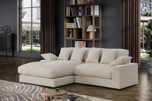 English Elm Astra Corduroy Reversible Sectional Sofa with Chaise Six Pillows Casual Living Room Beige B2749S00210