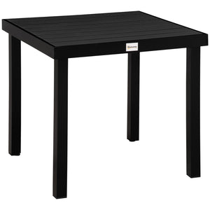 English Elm Outsunny Outdoor Dining Table For 4 - Compact Square, Weather-Resistant Woodgrain Top & Aluminum Frame W2225P174359-GIGA