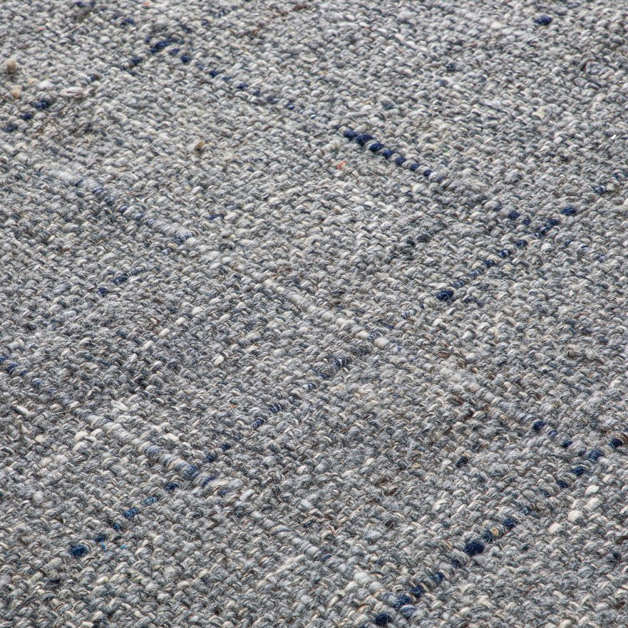 English Elm Tenney Handwoven 6x9 Wool Area Rug in Grey & Blue with Hand-Knotted Fringe, Durable 0.3" Thickness B136P188397