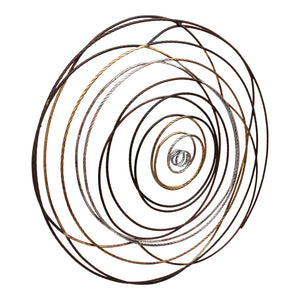 English Elm Iron Braided Rope Texture Round Wall Sculpture Handcrafted Gold Silver Metallic Art B2769P498410