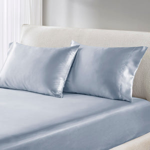 Madison Park Essentials Satin Casual Luxury 2 PC Pillowcases MPE21-1136 Blue