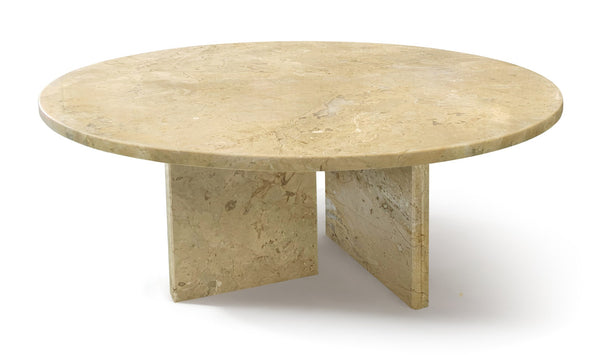 English Elm Glod Yellow Beige Marble Coffee Table – Elegant Natural Stone Accent For Living Room Décor, 27.6" W1696P262764