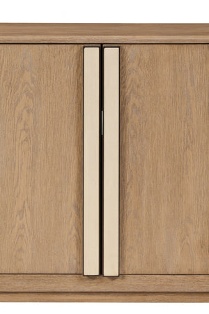 English Elm Demilune Toffee Oak Server with Stone Handles, Soft-Close Hinges, Curved Storage Console for Entryway B2699P373202