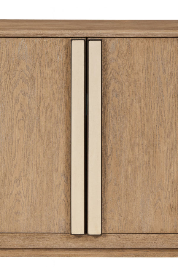 English Elm Demilune Toffee Oak Server with Stone Handles, Soft-Close Hinges, Curved Storage Console for Entryway B2699P373202