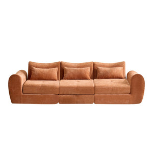 English Elm Modular Cloud Sectional Sofa Bed with Flannelette Upholstery for Flexible Living Orange W1829S00078