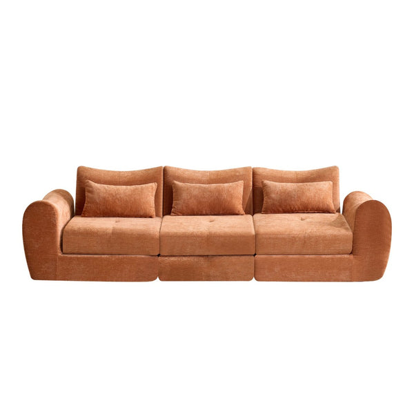 English Elm Modular Cloud Sectional Sofa Bed with Flannelette Upholstery for Flexible Living Orange W1829S00078
