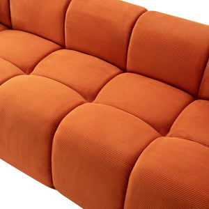 English Elm 98.4" Corduroy Cloud Puff Sofa Vacuum Packed 4-seater Living Room Couch with Pillows Orange W5515P477306