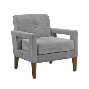 English Elm Modern Luxury Chenille Upholstery Wingback Accent Chair with Diamond Stitching, Gold Metal Legs and Reversible Cushion for Durable Comfort and Style Gray 31.5 L x 29.25 W x 17.5 H B011P308545