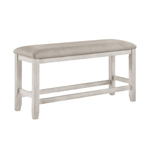 English Elm Modern Farmhouse Counter Height Bench Whitewashed Wood Frame Gray Upholstered Seat B011P416555