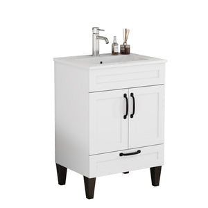 English Elm 24-Inch Modern Bathroom Vanity Cabinet With Sink Combo, Soft Close Doors, Customizable Design, White W3151S00060