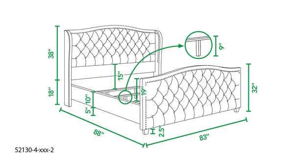 English Elm Jennifer Taylor Home - Marcella Upholstered Shelter Headboard Bed Set - King Size, Bright White, Handcrafted Elegance & Comfort B2719P238227