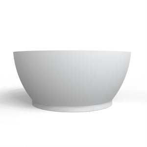 English Elm 52.7 Inch Round Freestanding Solid Surface Soaking Tub Matte White Spa Bath W1613P499301