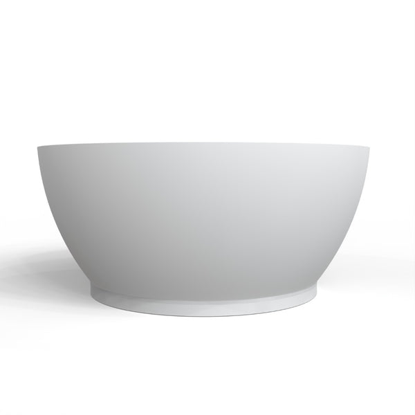 English Elm 52.7 Inch Round Freestanding Solid Surface Soaking Tub Matte White Spa Bath W1613P499301