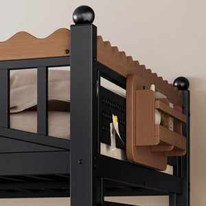 English Elm Twin Xl Metal Loft Bed with Stair Storage Shelves Sturdy Steel Frame for Dorms W1580S00379