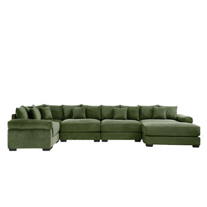 English Elm Oversized Modular Sectional Couch With Ottoman - Premium Corduroy, Ergonomic Comfort For Living Spaces W714S01343-GIGA