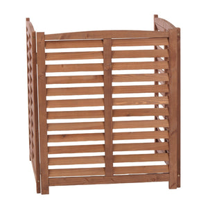 English Elm 3-panel Slatted Wood Outdoor Privacy Screen for Ac Units Trash Enclosures Gardens Brown W2640P272036
