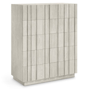 Bernhardt Bernhardt Tempo Tall Drawer Chest In Wire-Brushed Oak Larza Finish — 5 Push-To-Open Drawers, Rustic Modern Elegance 346146