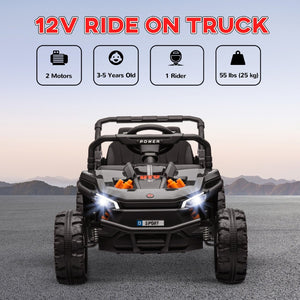 English Elm Qaba 12v Dual Motor Kids Ride on Utv Off Road Electric Car with Remote Control Black W2225P249883