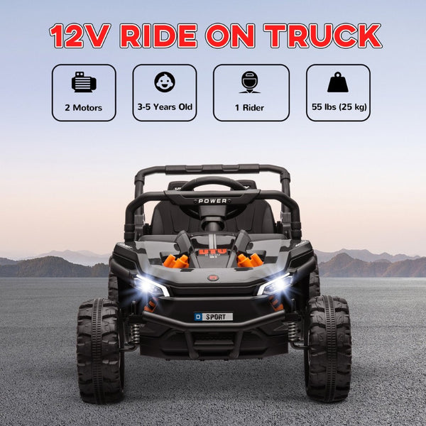 English Elm Qaba 12v Dual Motor Kids Ride on Utv Off Road Electric Car with Remote Control Black W2225P249883