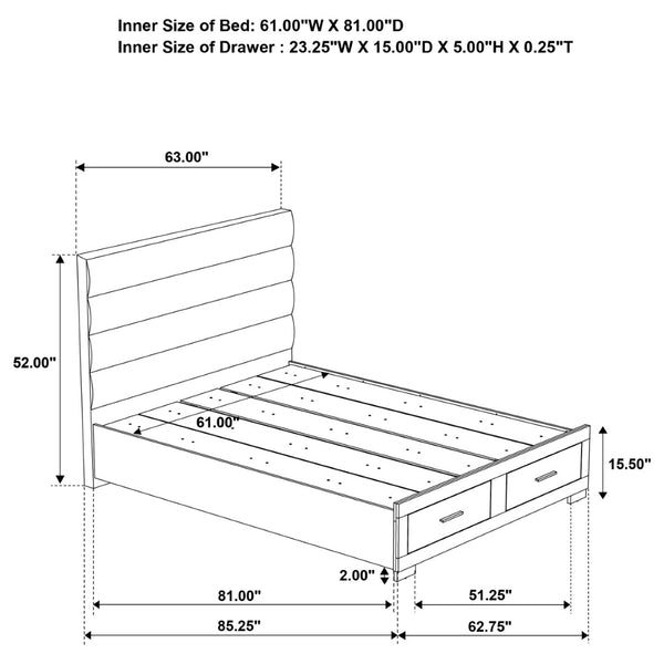English Elm Hemlock Queen Bedroom Set Rustic Warm Brown Platform Bed Dresser Nightstand Mirror B062S01507