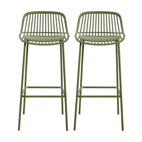 English Elm Benson Outdoor Stackable Barstools Set of 2 Uv Resistant Plastic Metal Patio Seating N776P390482G