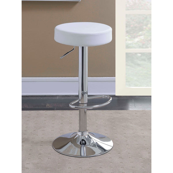 English Elm Ramses Adjustable Chrome Base White Backless Bar Stool — Sleek Leatherette Seat, Space-Saving Comfort B062P344918