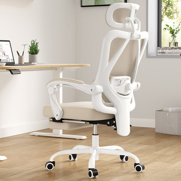 English Elm Ergonomic Office Chair With Adjustable Footrest & Lumbar Support - Breathable Mesh Design For Comfort T3623P380923