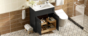 English Elm 30'' Modern Bathroom Vanity With Ceramic Sink, Soft-Close Doors, Gold Handles & Ample Storage Space N710P194898B
