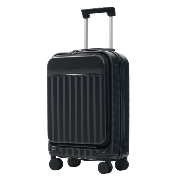 English Elm Front Access Hardside 3 Piece Travel Set with Usb Port Spinner Wheels and Tsa Lock Black N732P326130B
