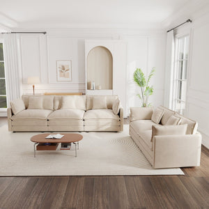 English Elm Sofa Set Two Piece Chenille Upholstered Living Room Couch with Deep Foam Seating W714S00898
