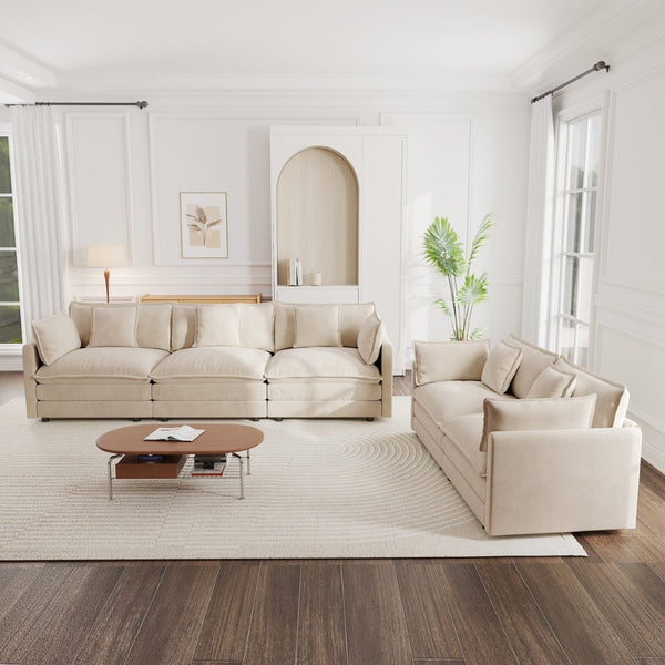 English Elm Sofa Set Two Piece Chenille Upholstered Living Room Couch with Deep Foam Seating W714S00898
