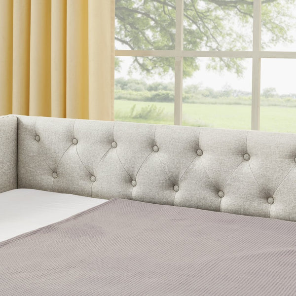 English Elm Full Size Upholstered Daybed with Trundle Usb Ports Tufted Back Wave Arms W1413S00158