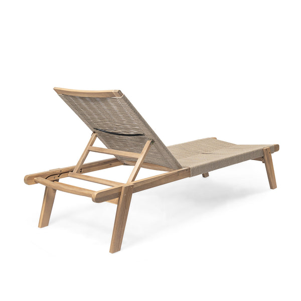 English Elm Christopher Knight Home® - Catania Teak+Beige Outdoor Rope Chaise Lounge Set of 2 – Acacia Wood Frames, 4-Position Adjustable, Weather-Resistant Comfort N775P203284G