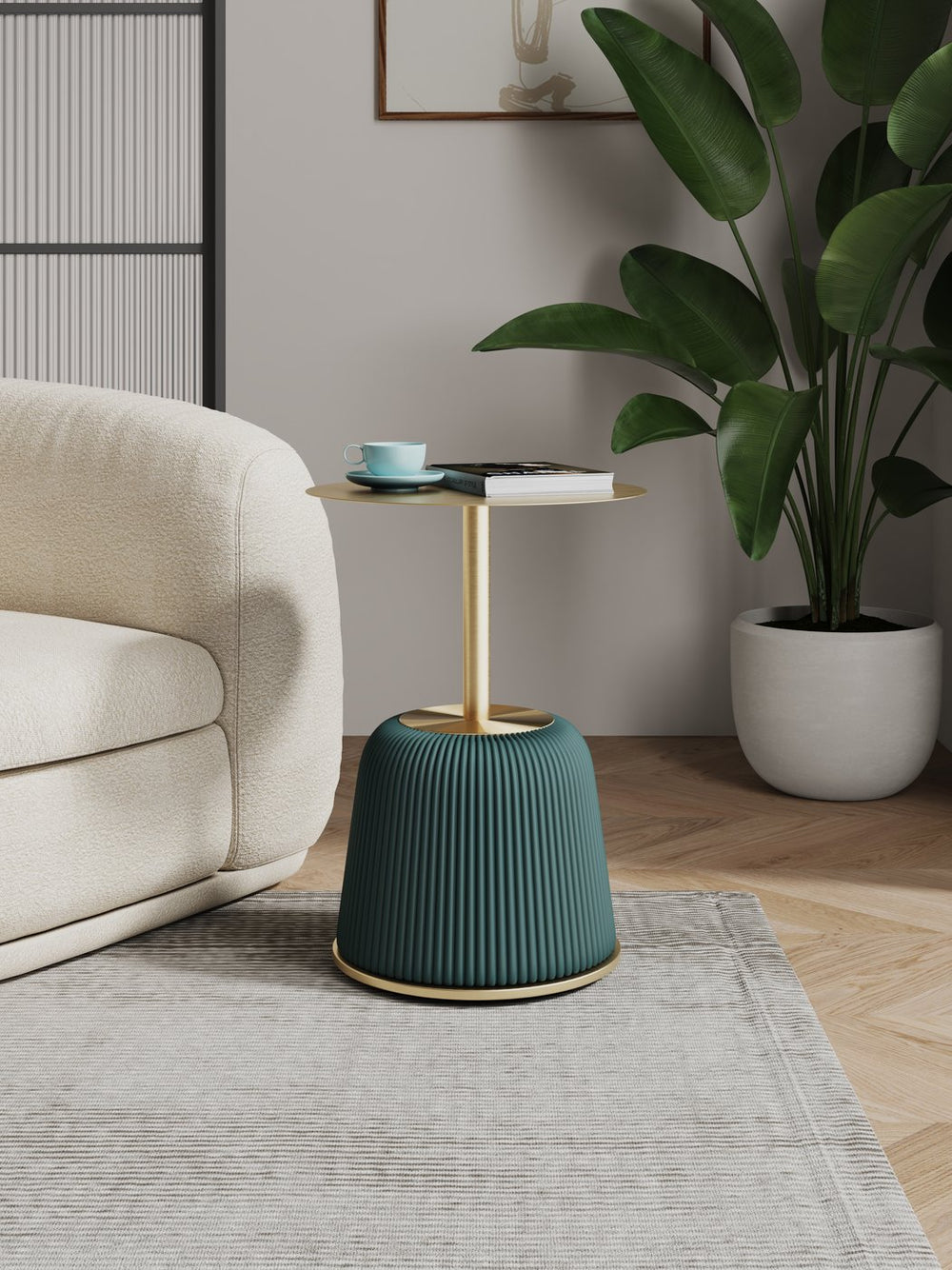 English Elm Anderson Upholstered End Table With Gold Metal Top - Chic Modern Accent For Stylish Living Spaces B365P398481