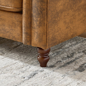 English Elm 3+2 Seater Sofa Set - Chesterfield Tech Fabric Couch, Durable Mid Century Design For Living Space Comfort W3373S00006