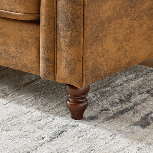 English Elm 3 Seat Chesterfield Sofa Set Tufted Leathaire Upholstery Mid-century Living Room Pair W3373S00061
