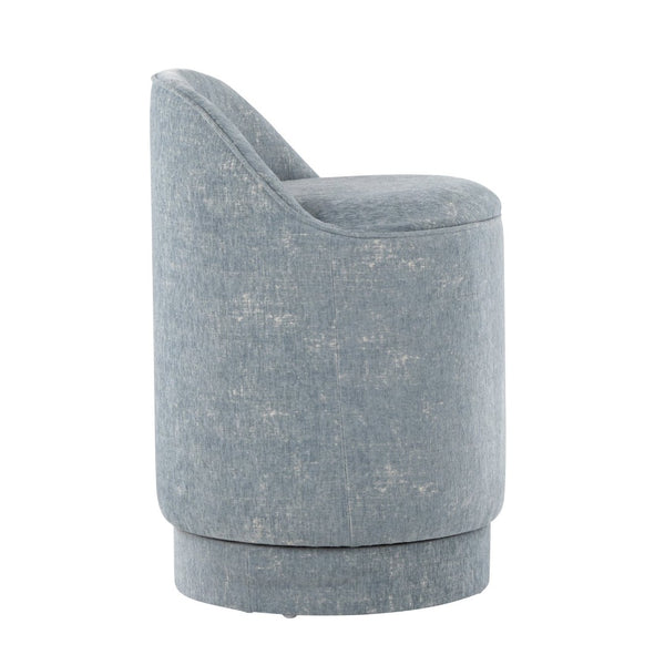 English Elm 18" Tufted Velvet Vanity Stool with 360 Swivel Base and Hidden Storage Compartment Light Blue B202P471496
