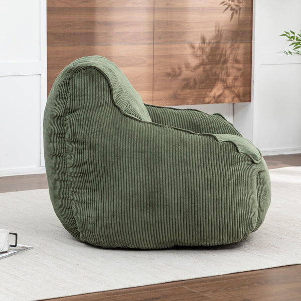 English Elm Giant Corduroy Bean Bag Sofa with Armrests Foam Filled Cozy Adult Lounge Chair Green W2200P442802