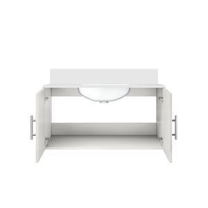 English Elm Glossy White Bath Vanity With Cultured Marble Top - Modern Design & Soft-Close Features, 36"W X 22"D B2731P258636