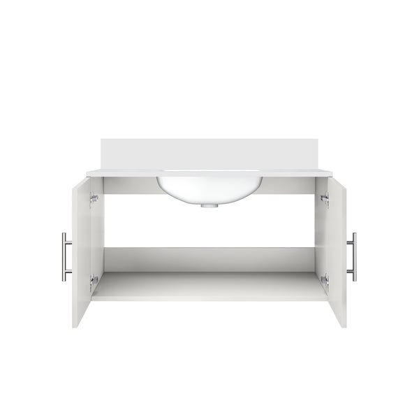 English Elm Glossy White Bath Vanity With Cultured Marble Top - Modern Design & Soft-Close Features, 36"W X 22"D B2731P258636