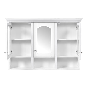 English Elm 47" Wall Mounted Bathroom Cabinet with Mirror — Space-Saving 3 Adjustable Shelves, Pine Accents, Water-Resistant Finish N710P264268K
